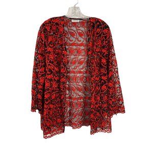 Rebekah Women's Lace Red & Black Cardigan